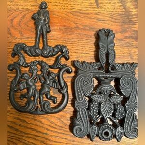 Rare Find- Set of Two Vintage Cast Iron Footed Trivets